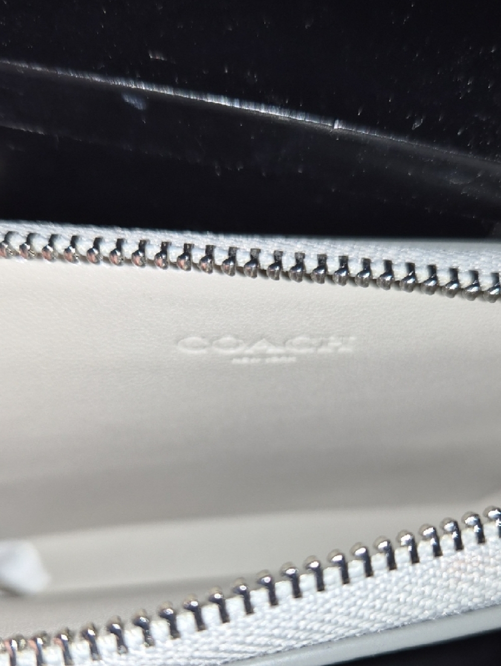 Coach Metallic Silver Card Case with Chain Detail - Picture 3 of 3
